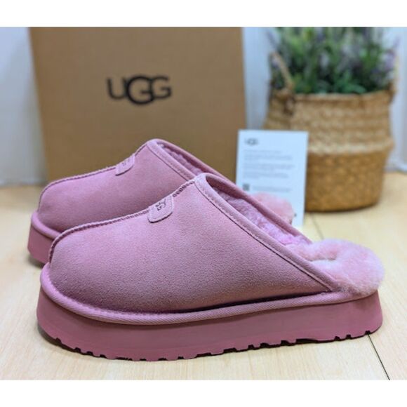 UGG Dusty Orchid Pink Discoquette Platform Suede Slide Slippers Women's 9 NIB - Picture 3 of 13